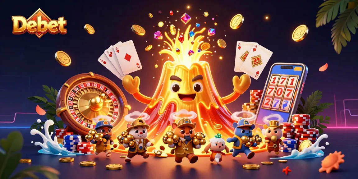 Experience the thrill of casino gaming with Debet showcasing a vibrant, treasure-filled scene.
