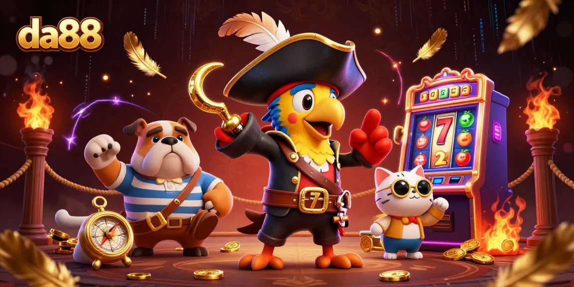Discover da88's thrilling slot action with 3D characters in an immersive casino setting.