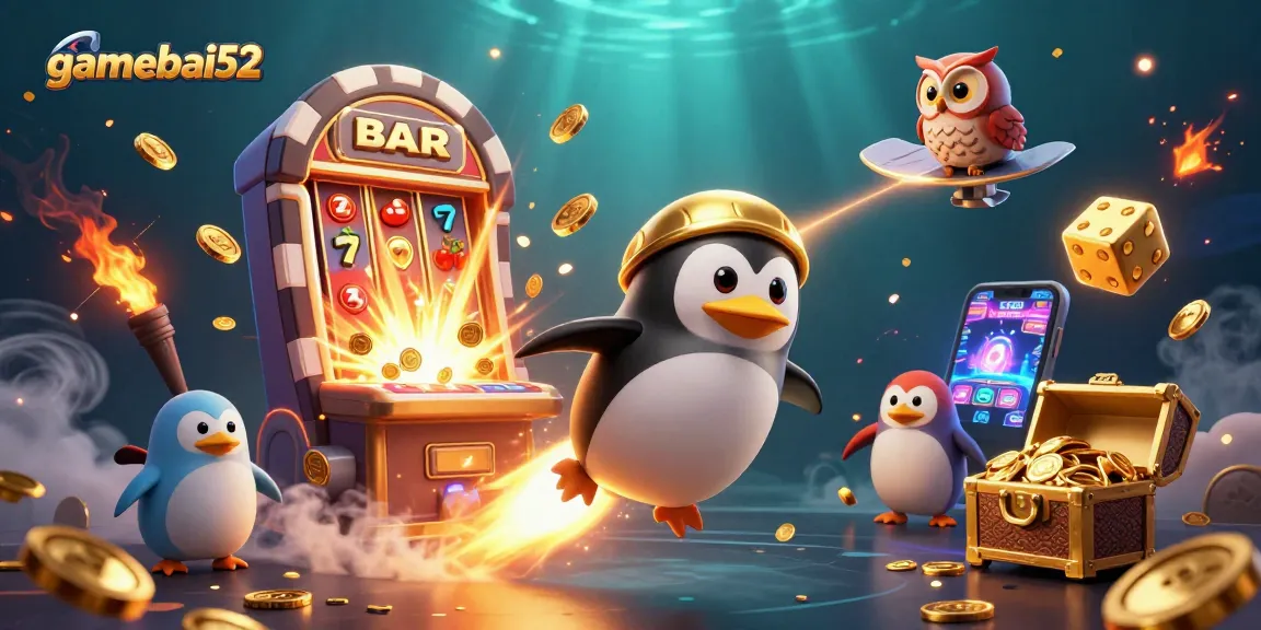Experience thrilling gameplay at gamebai52 with our dynamic 3D casino-themed illustration