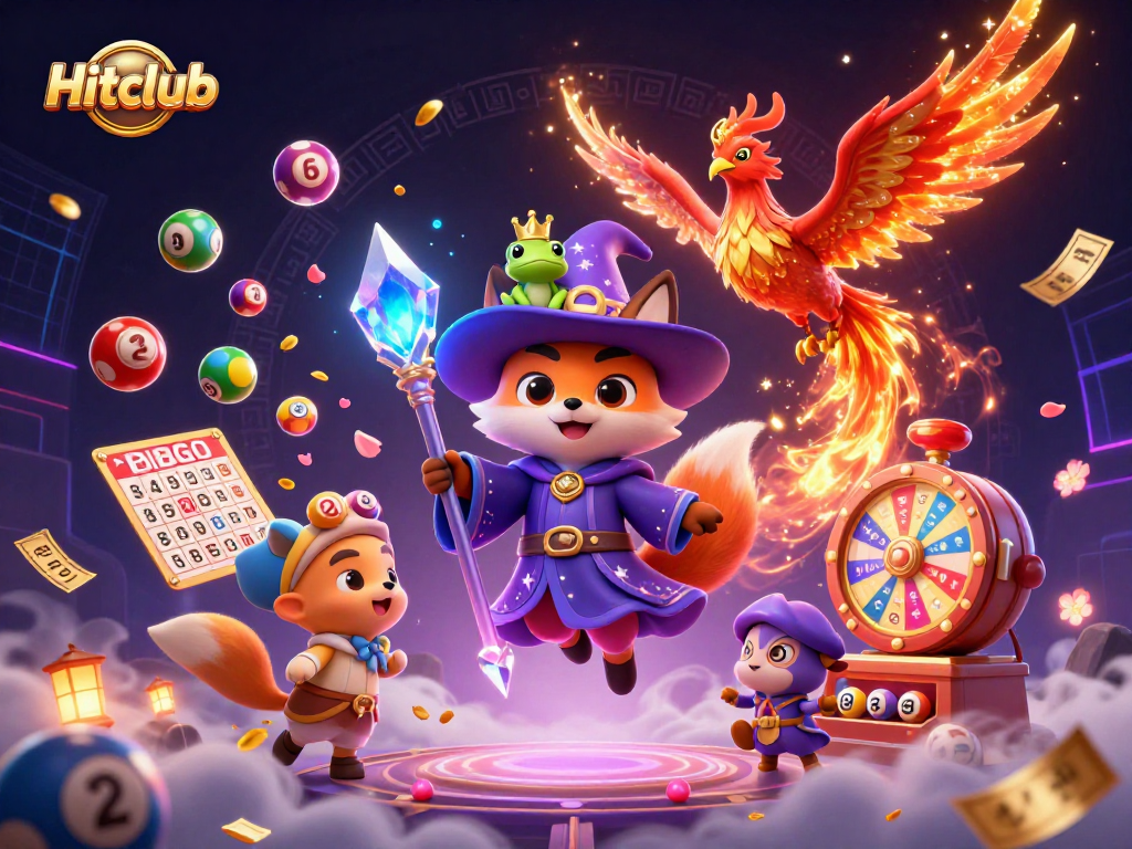 Hitclub invites players to experience vibrant lottery elements and thrilling game interactions in an innovative 3D illustration.