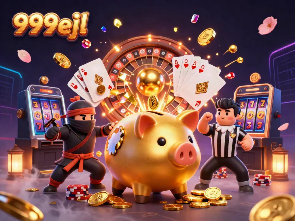Experience thrilling gameplay in 999eejl's vibrant casino scene with immersive 3D characters.