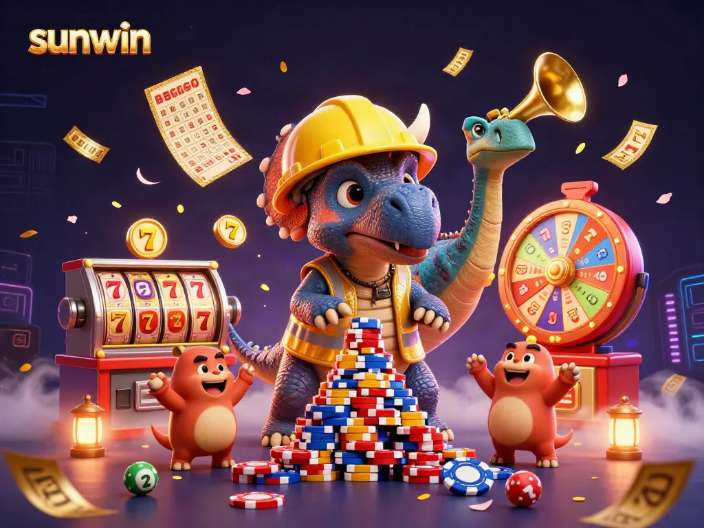 Experience spectacular wins with Sunwin’s vibrant casino illustration packed with dynamic gambling elements.