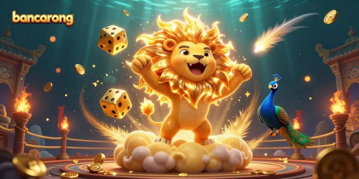 Bancarong reveals an exciting casino atmosphere featuring a roaring sun lion and cosmic dice.