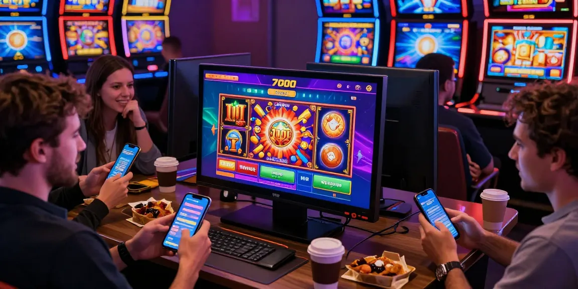 Players enjoying the engaging slot7000 online gambling platform on their devices, showcasing vibrant game visuals.