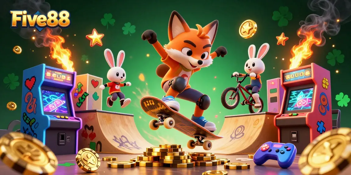 Experience exhilarating gaming at Five88 with vibrant 3D casino elements and thrilling characters.