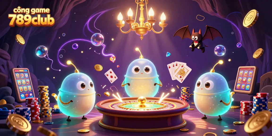 Engage with the vibrant world of cổng game 789club, showcasing lively casino excitement with dazzling coins and cards.