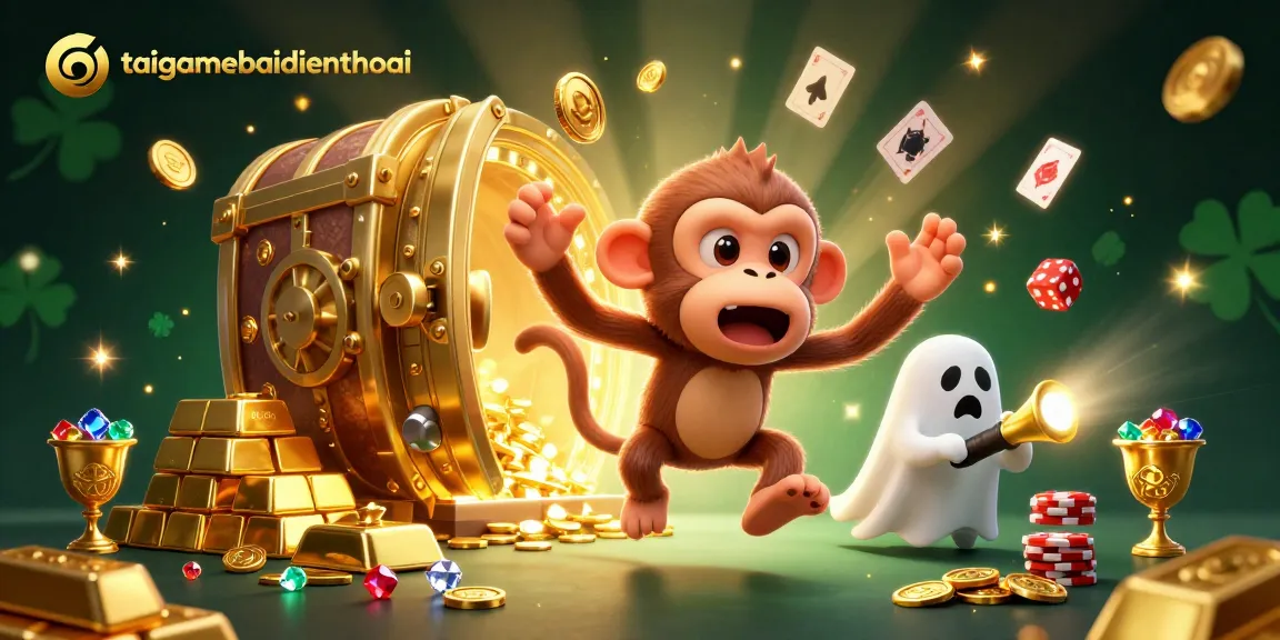 Engage with the taigamebaidienthoai thrilling action as a poltergeist monkey juggles gold in a haunted casino.
