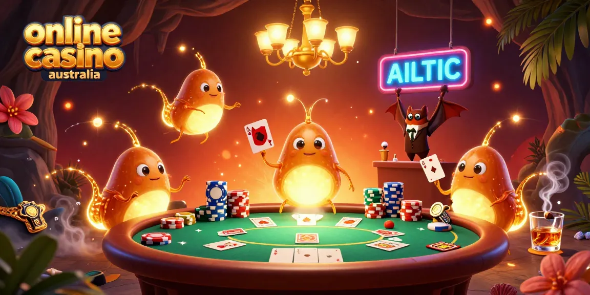 Experience exciting gameplay at online casino Australia with a vibrant 3D cartoon scene illustrating casino elements.
