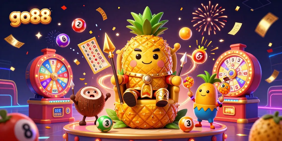 Engage in thrilling gameplay at go88 with lottery balls bouncing around a vibrant casino scene.
