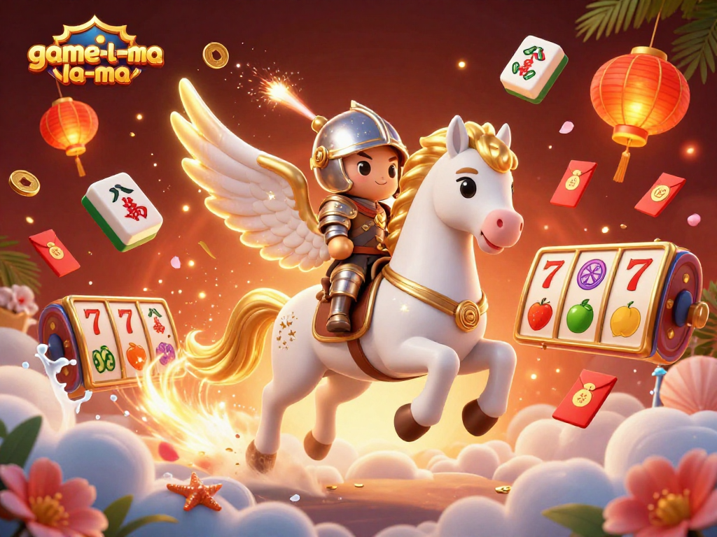 Engage in thrilling gameplay at game-la-ma with vibrant slot reels and mystical characters in a festive atmosphere.