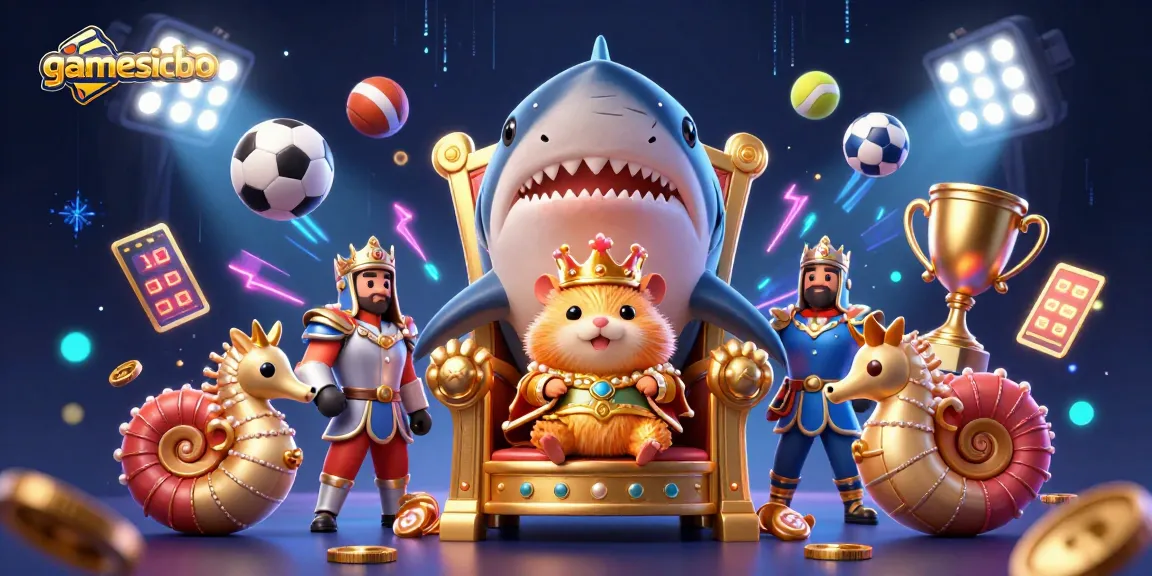 Experience gamesicbo with a dynamic scene featuring a hamster king and sports elements