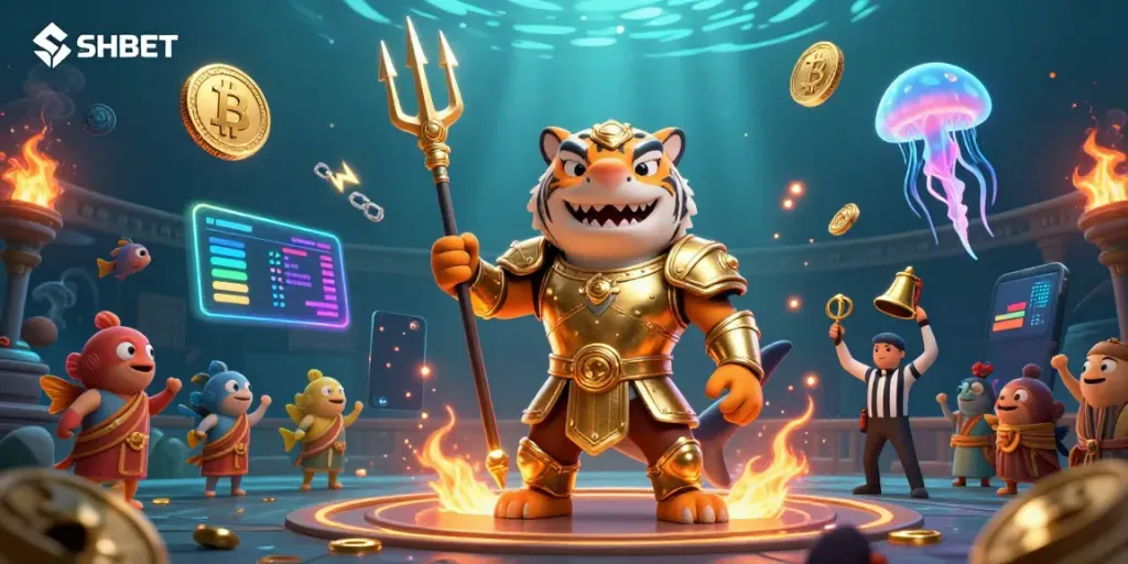 Experience dynamic gameplay with SHBET in an electrifying underwater casino scene.