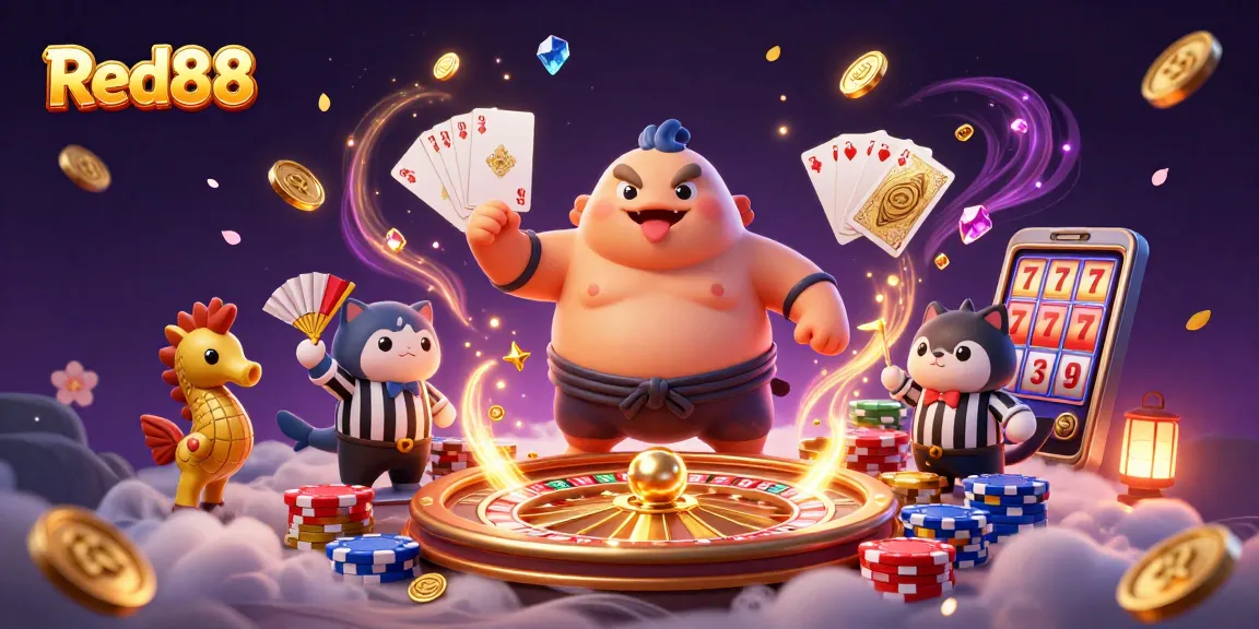 Experience the excitement of Red88 with gaming action in a vibrant underwater casino scene.