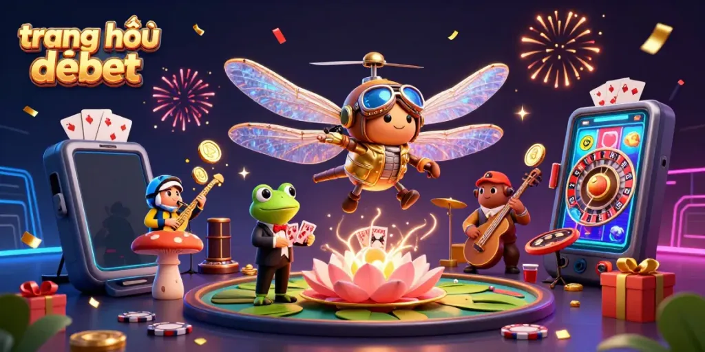 Experience dynamic gameplay at trang chủ debet as a dragonfly pilot arises amidst a vibrant casino scene.