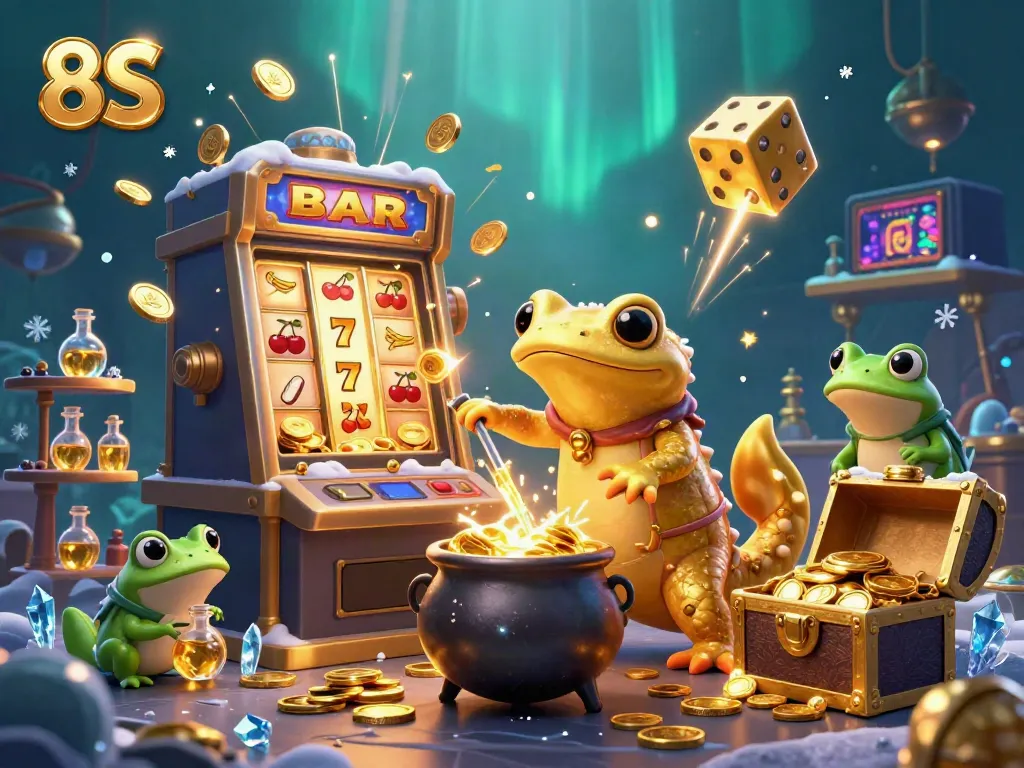 Experience the excitement of 8S casino with vibrant characters and dynamic gold rewards.