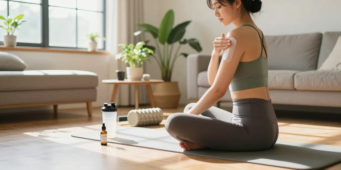 THC vape UK wellness routine with CBD topical application in a bright living room, promoting relaxation and recovery.