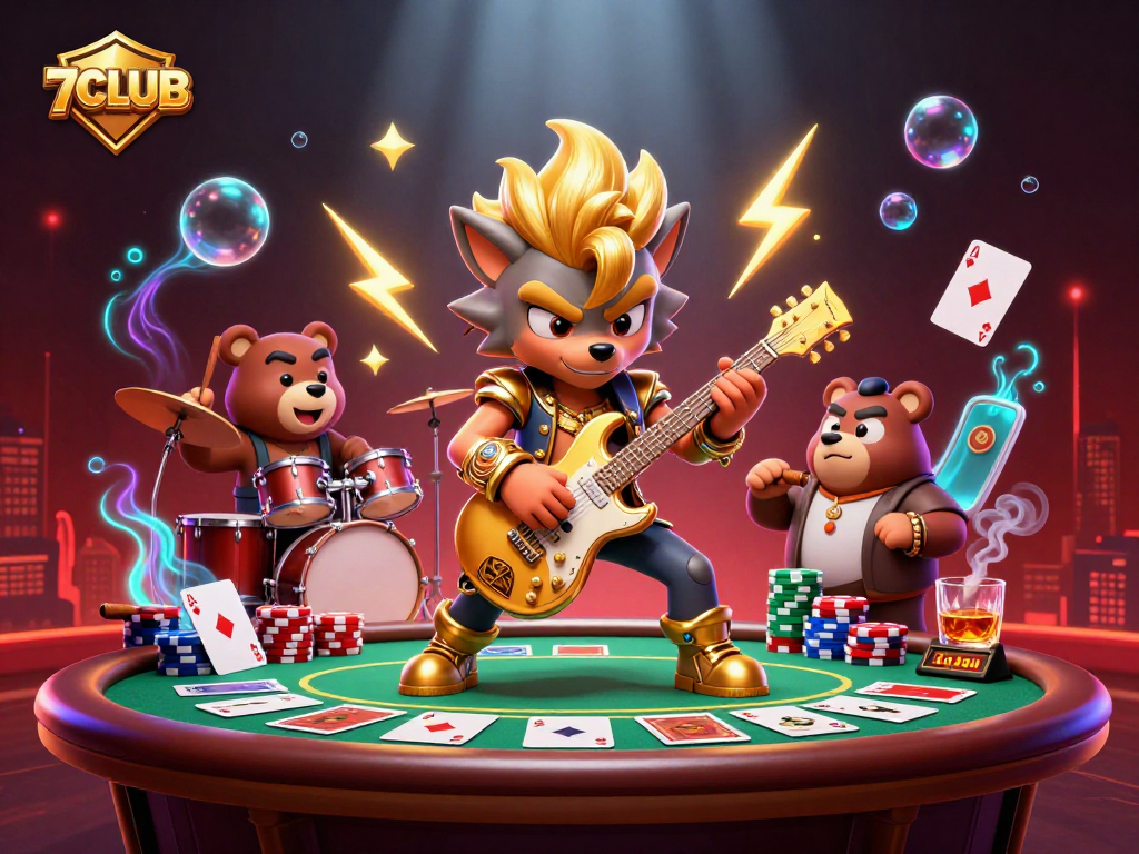 Experience thrilling gameplay at 7CLUB casino with vibrant 3D characters and engaging elements.