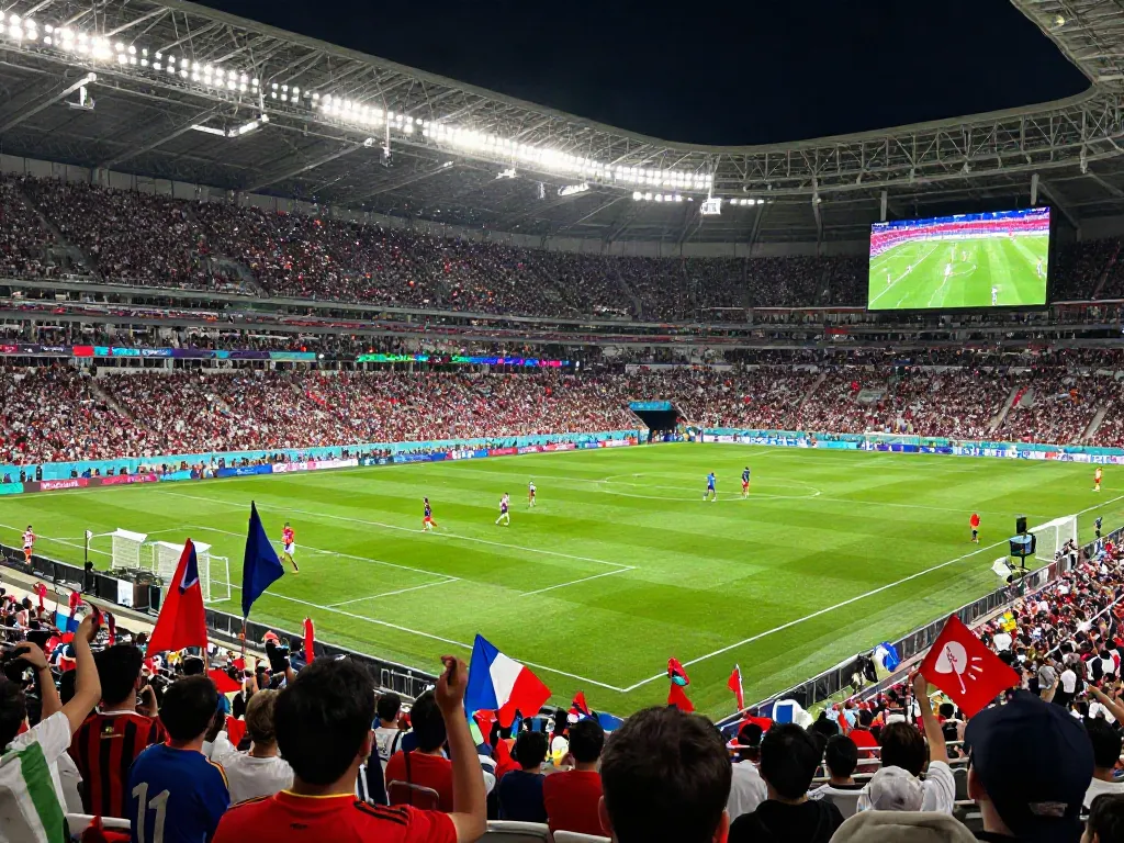 Live football match excitement with fans at the World Cup 2026 on xoilactv.