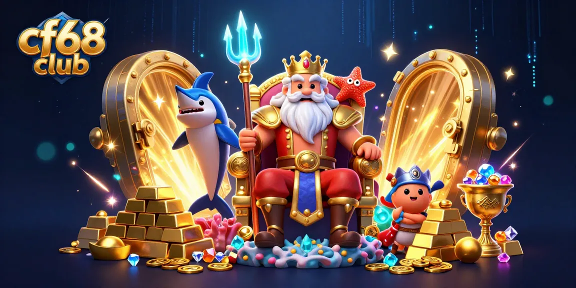 Engage with cf68 club as Neptune leads a treasure hunt with vibrant underwater casino elements and dazzling gems.