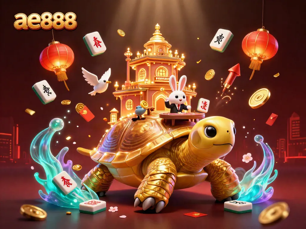 Experience the vibrant world of ae888 with an enchanting casino scene featuring playful characters and symbols.