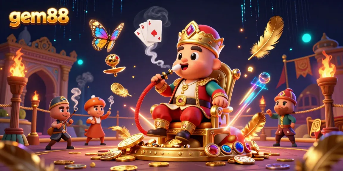 gem88 immersive casino experience with 3D caterpillar master and gold coins in dynamic illustration