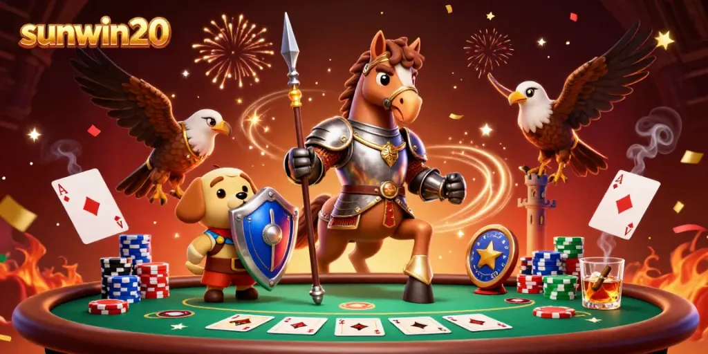 Experience thrilling gameplay with sunwin20 in this dynamic casino scene featuring poker elements.