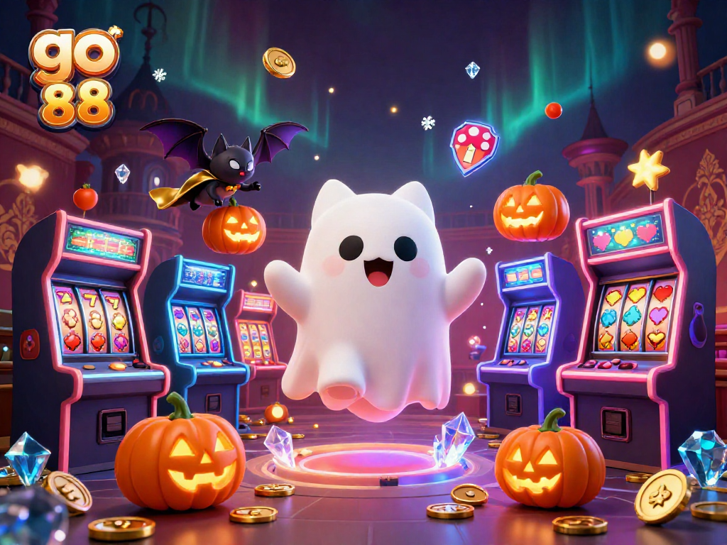 Experience the thrill of go 88 with a vibrant haunted casino scene featuring dynamic gaming elements.