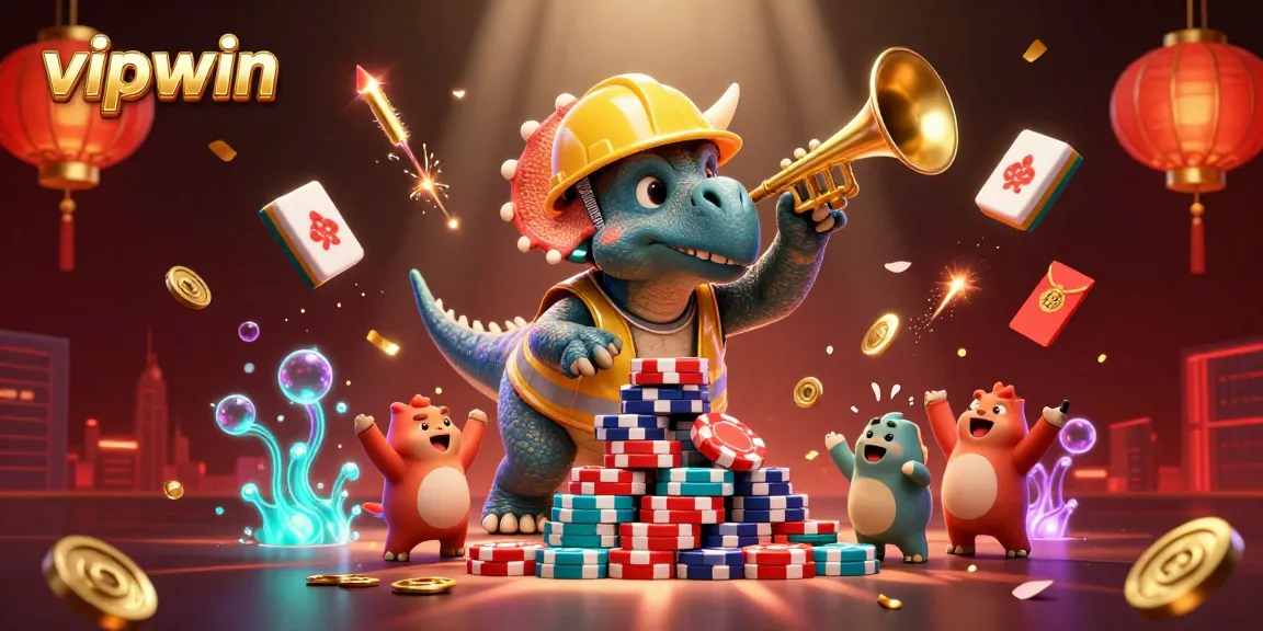 Engage with vipwin's vibrant casino world filled with dynamic characters and celebratory elements enhancing gaming excitement.