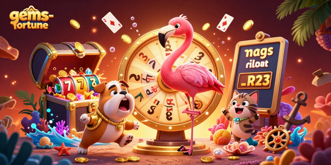 Spin the giant prize wheel in gems-fortune, featuring animated characters with casino elements.