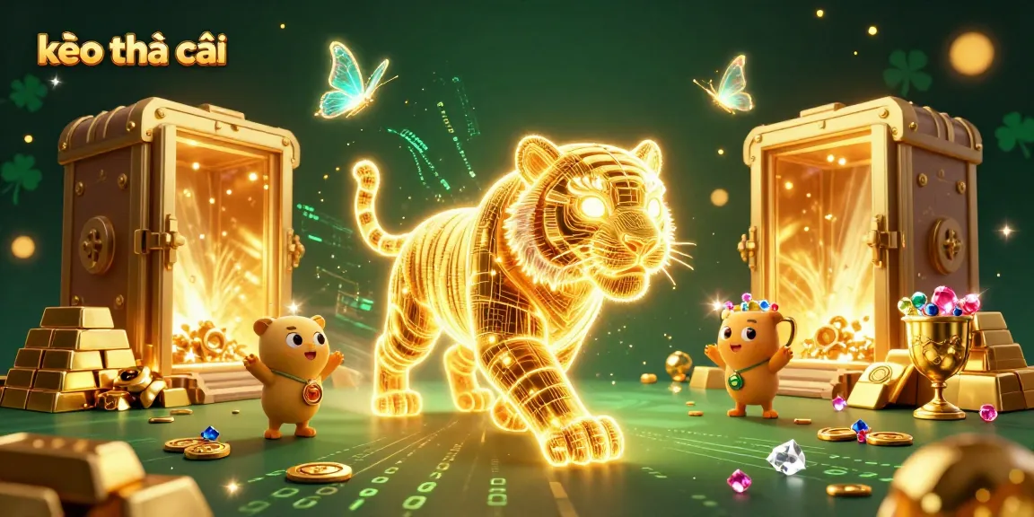 Engage in kèo nhà cái with a dynamic scene of a golden tiger lighting up the casino.