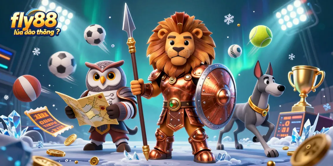 Engage with fly88 lừa đảo không ? through dynamic 3D casino illustration featuring heroic elements.