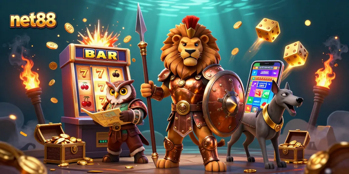 Spin and win with net88 in this vibrant 3D casino scene illustrating thrilling jackpot action!