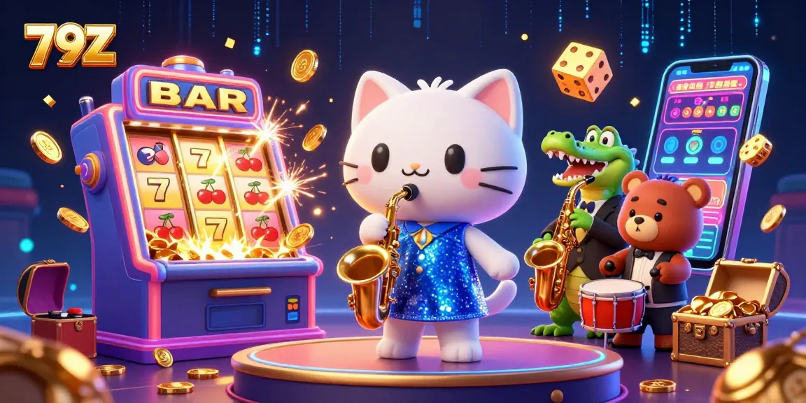 Experience the vibrant casino excitement with 79Z, featuring lively characters and dynamic gaming elements.