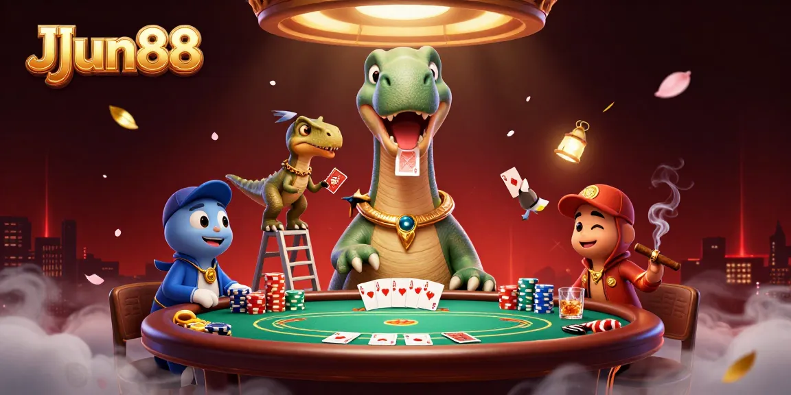 Join the fun at JJun88's vibrant casino with thrilling poker action and dynamic 3D characters.
