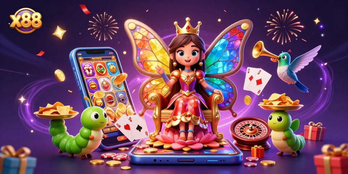 Experience thrilling wins with x88, featuring vibrant characters and dynamic casino elements.