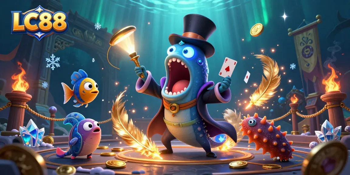 Join LC88 for thrilling casino adventures featuring animated sea creatures and vibrant game elements.