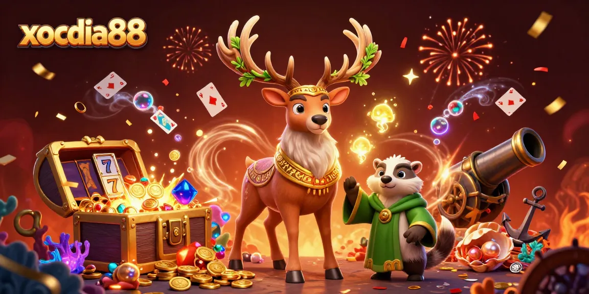 Experience exciting gameplay with xocdia88, featuring a vivid casino scene of winning elements and adventure.