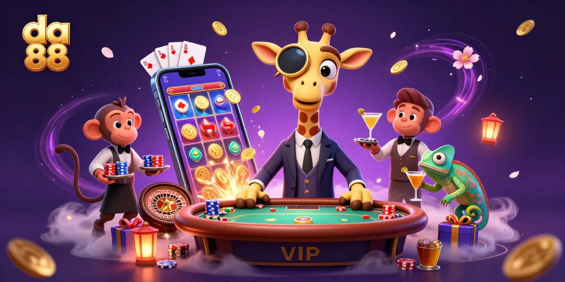 Engage with da 88 in a vibrant 3D casino scene featuring high-roller giraffe and lively characters.